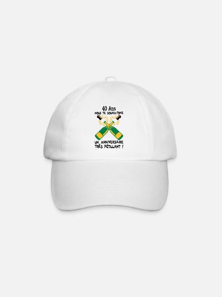 40 ans bouteille petillant anniversaire - Casquette classique - blanc/blanc