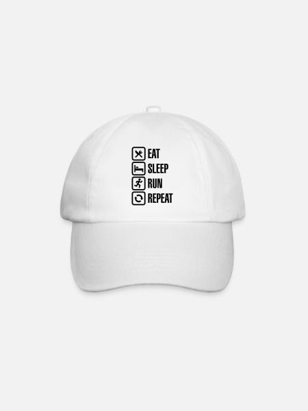 Eat sleep run repeat - Baseballkappe - Weiß/Weiß