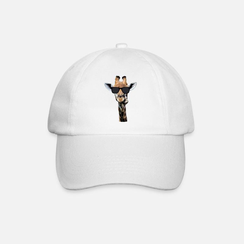 cool giraffe with sunglasses, funny gift - Baseball Cap - white/white