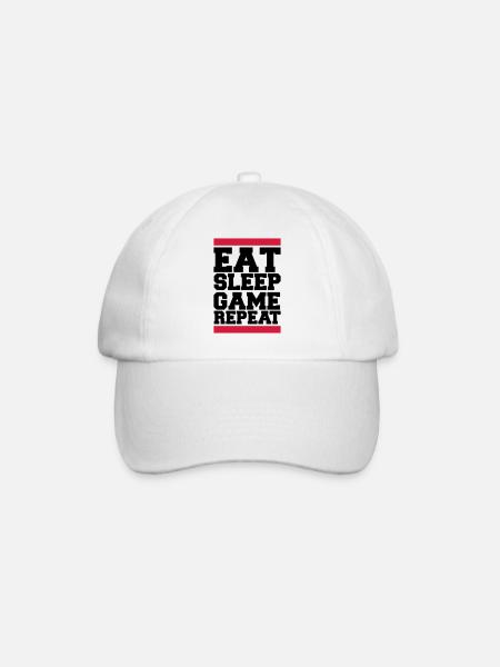 eat sleep game repeat - Baseballkappe - Weiß/Weiß