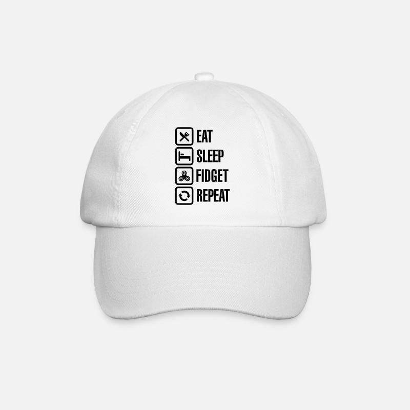 Eat Sleep Fidget Repeat - Fidget Spinner - Baseball Cap - white/white