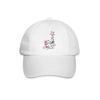 Flowers with filigree floral ornament, butterfly - Baseball Cap - white/white - Front