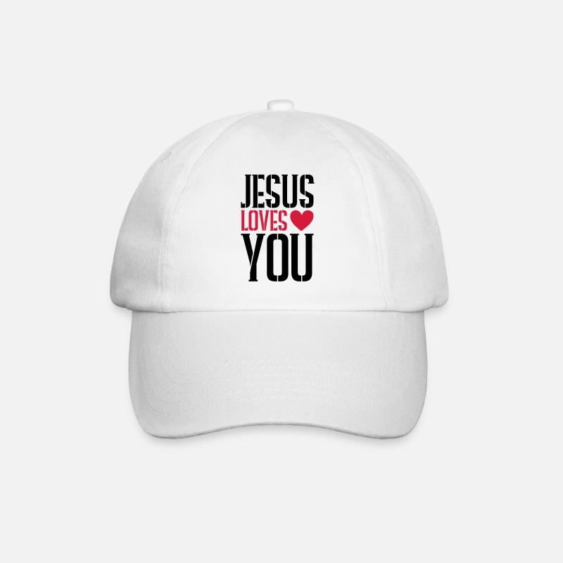 Jesus liebt dich herz - Baseballkappe - Weiß/Weiß