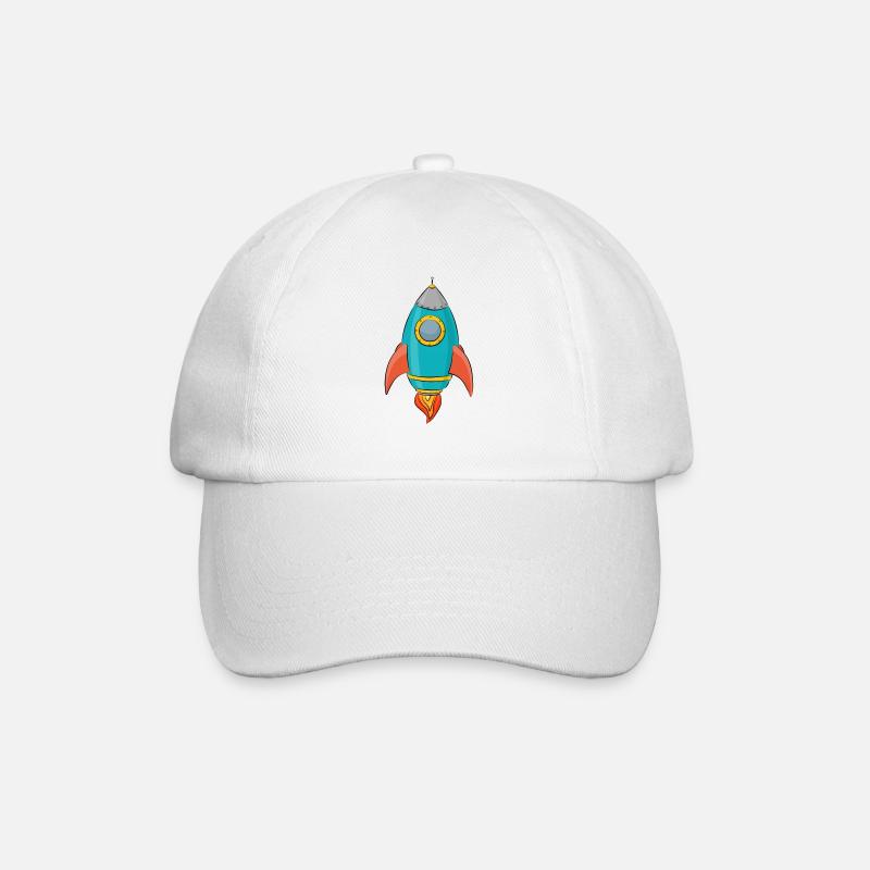 classic space rocket in space moon vintage 50s car - Baseballkappe - Weiß/Weiß