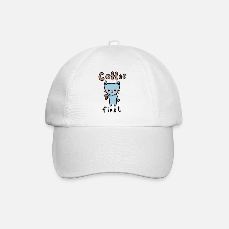 coffee cat - Baseballkappe - Weiß/Weiß