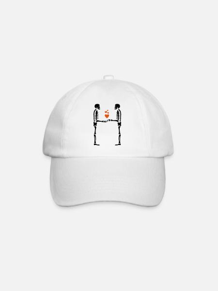 two skeletons hearts - Baseball Cap - white/white