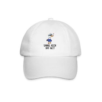 Möwe, Sabbel nich dat Geit, Geschenk - Baseballkappe - Weiß/Weiß - Vorne