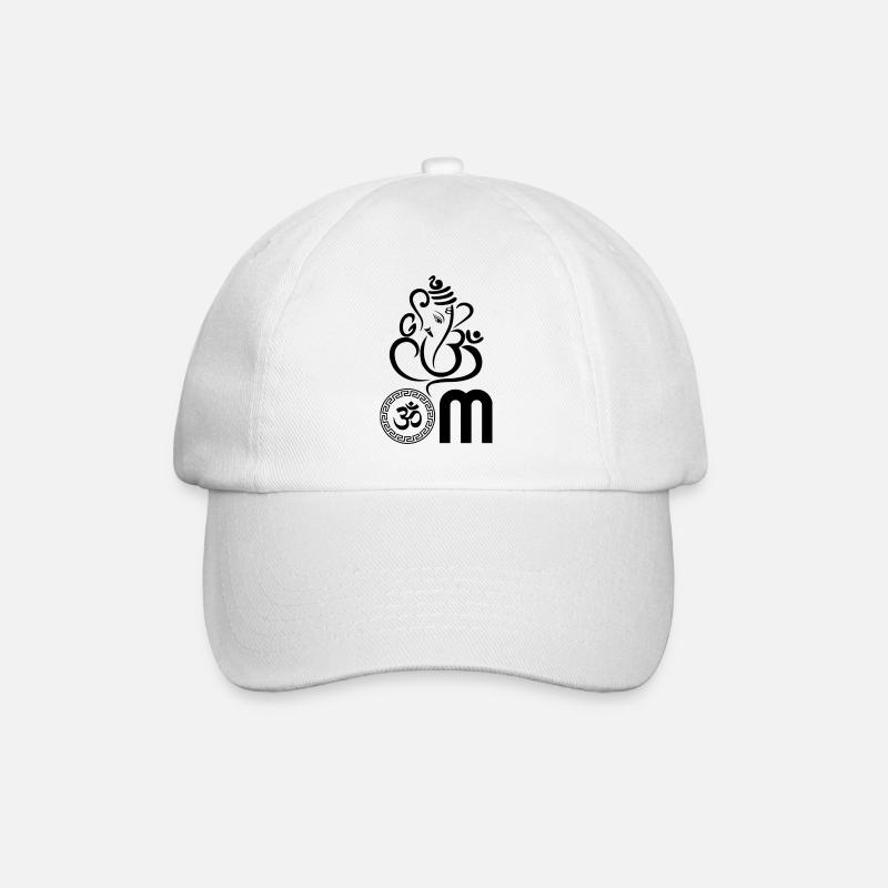 Schwarzes OM, Om, Hindu Om, Om Symbol, Ganesh OM - Baseballkappe - Weiß/Weiß