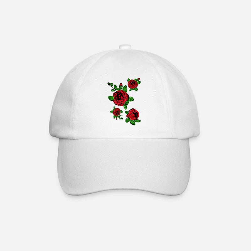 Rote Rosen blühen - Baseballkappe - Weiß/Weiß