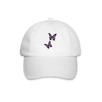 Lila / Flieder Schmetterlinge - Baseballkappe - Weiß/Weiß - Vorne