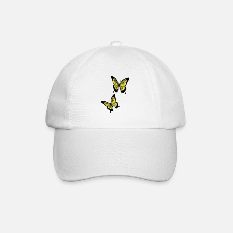 Gelbe Schmetterlinge - Baseballkappe - Weiß/Weiß