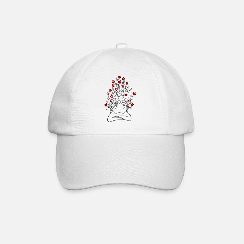 Mädchen mit Blumen - Baseballkappe - Weiß/Weiß