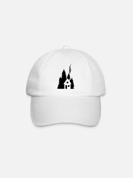 Waldhaus Tannen Silhouette - Cozy Nature Design - Baseball Cap - white/white