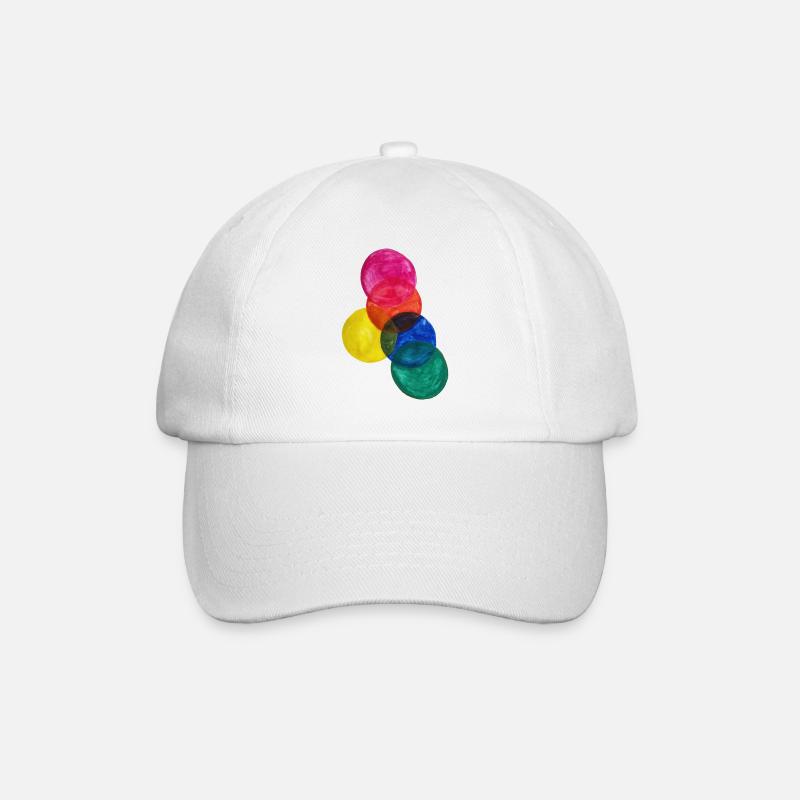 Coloured Circles - Baseball Cap - white/white
