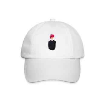 Punker Minimal Design Pink Hairstyle Simple Punk - Baseball Cap - white/white - Front