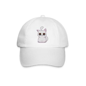 White kawaii kitty - Baseball Cap - white/white - Front