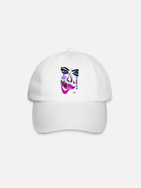 Ogen vallen op met mondneusgezicht - Baseballcap - wit/wit