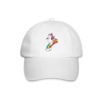 Licorne avec beignets et arc-en-ciel - Casquette classique - blanc/blanc - Devant