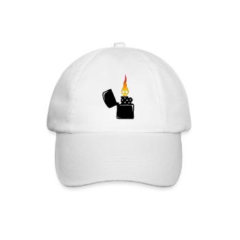 flaming skull and black lighter - Baseball Cap - white/white - Front