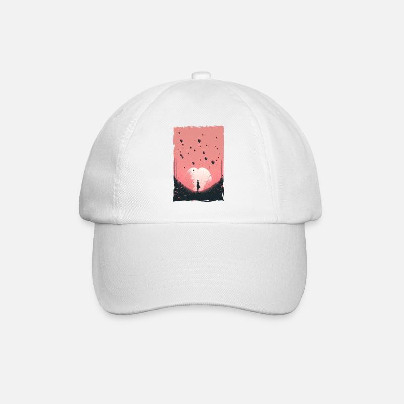 Liebe Illustration Minimalistisches Design - Baseballkappe - Weiß/Weiß