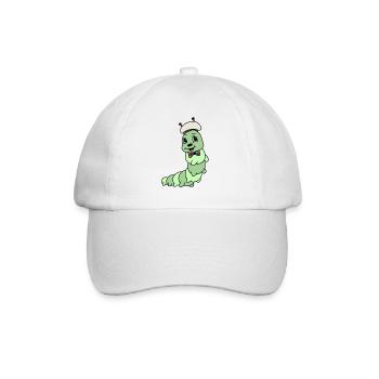Niedliche Raupe – Cartoon Tier mit Schlips - Baseballkappe - Weiß/Weiß - Vorne