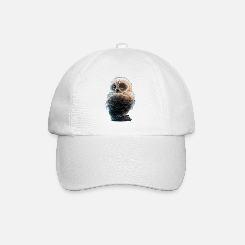 3D Eule - Baseballkappe - Weiß/Weiß