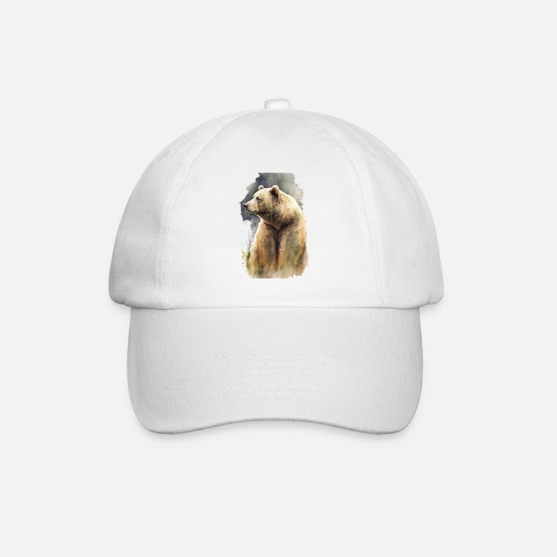 Grizzly Bär Aquarell - Baseballkappe - Weiß/Weiß