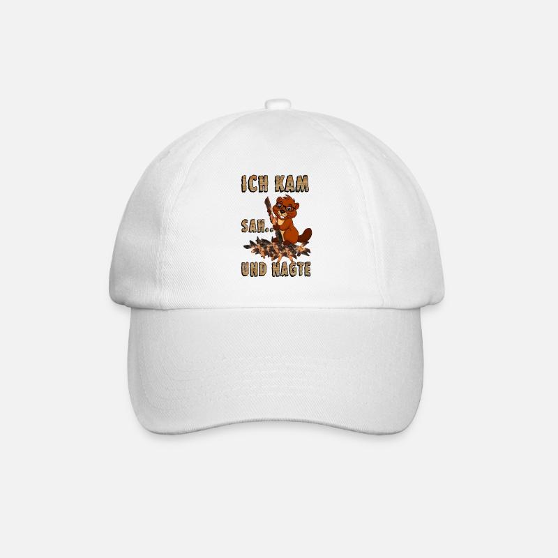 Biber mit Holzschriftzug - Baseballkappe - Weiß/Weiß