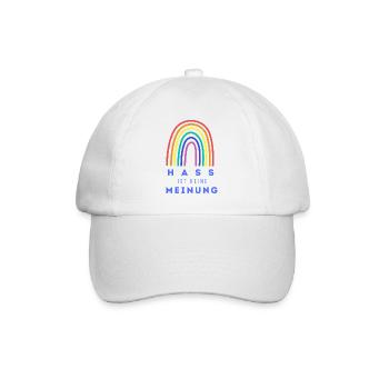 Regenbogen Hass ist keine Meinung PLBT - Baseballkappe - Weiß/Weiß - Vorne