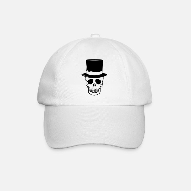 Skull Zylinder - Baseballkappe - Weiß/Weiß