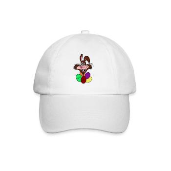 witziger Osterhase mit bunten Ostereiern - Baseballkappe - Weiß/Weiß - Vorne