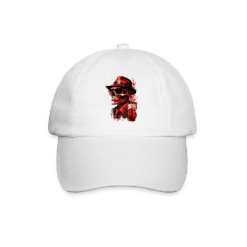 Cooler Gangster Mafia Totenkopf mit Bier - Baseballkappe - Weiß/Weiß - Vorne