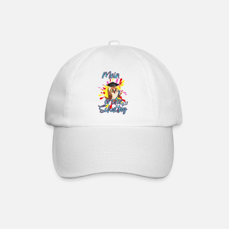Schulanfang "Eule" T-Shirt für Junge - Baseballkappe - Weiß/Weiß
