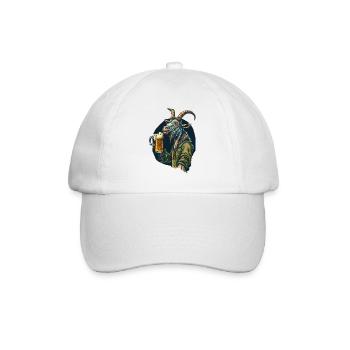 Funny buck with beer - Baseball Cap - white/white - Front