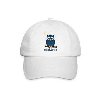 Nachteule Eule Nacht Sterne Mond - Baseballkappe - Weiß/Weiß - Vorne