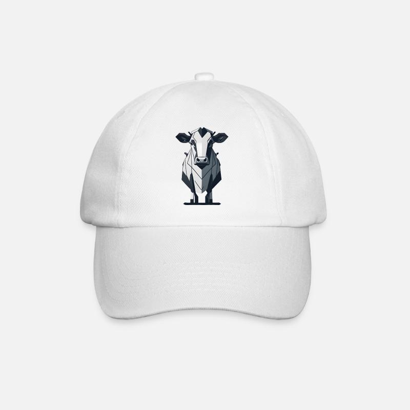 Geometric Cow - Baseball Cap - white/white