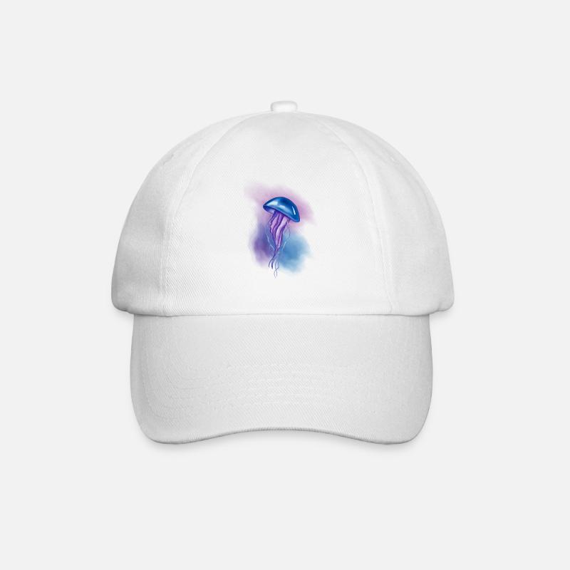 Qualle Jellyfish Wasserfarben Kunst Geschenk - Baseballkappe - Weiß/Weiß