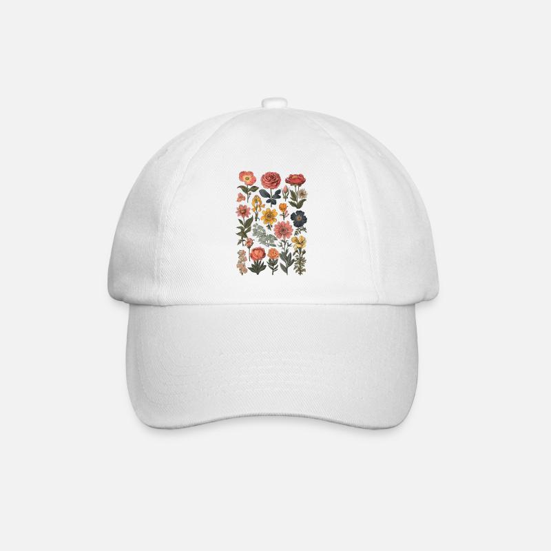 Wild Flower Botanical Floral Summer Flowers - Baseballkappe - Weiß/Weiß