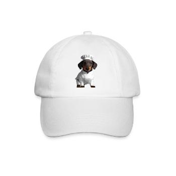Chiens, Chiot teckel, Teckel, Chien, cuisine, restaurateur - Casquette classique - blanc/blanc - Devant