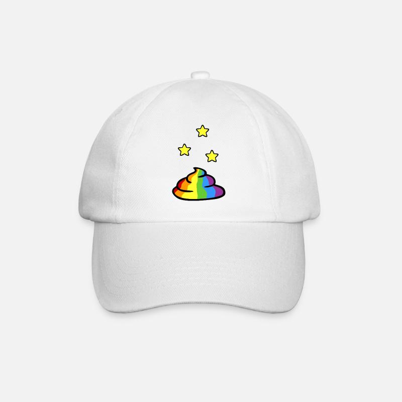 Regenbogenkacke mit gelben Sternen - Baseballkappe - Weiß/Weiß