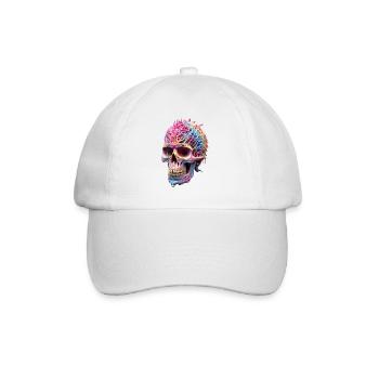 Trippy Skull Skull 3D Punk Pop coloré - Casquette classique - blanc/blanc - Devant