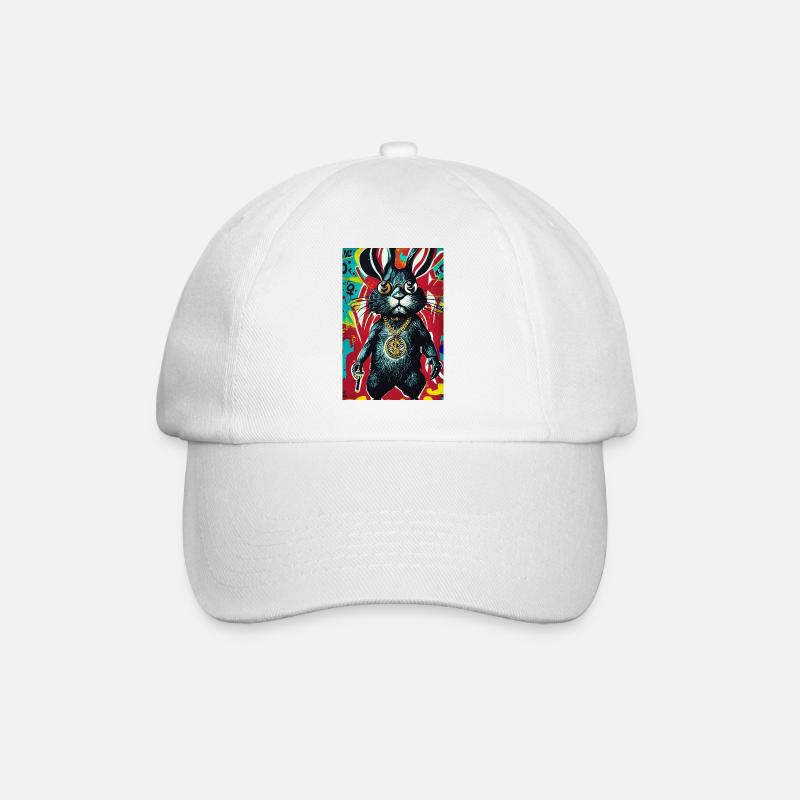 Hase Pop-Art Urban Graffiti Stil - Baseballkappe - Weiß/Weiß