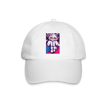 Crazy cat motif in pop art style - Baseball Cap - white/white - Front