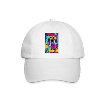 Modern Pop Art Print | Dachshund with Graffiti Colorful - Baseball Cap - white/white - Front