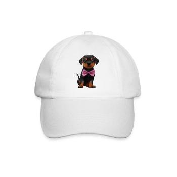 Rottweiler avec chien nœud papillon Rottweiler chiots - Casquette classique - blanc/blanc - Devant