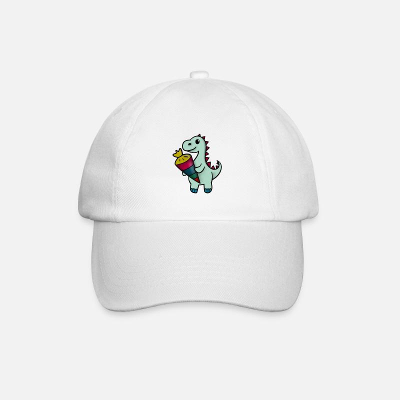 Dino with school cone - Baseball Cap - white/white