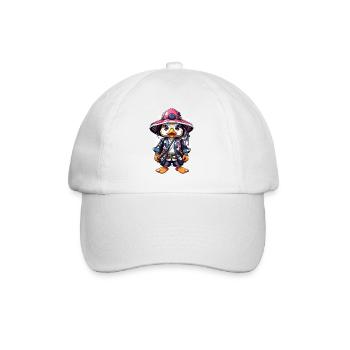 Quacksalber-tastische Samurai-Abenteuer: Niedliche Samurai-Ente - Baseballkappe - Weiß/Weiß - Vorne