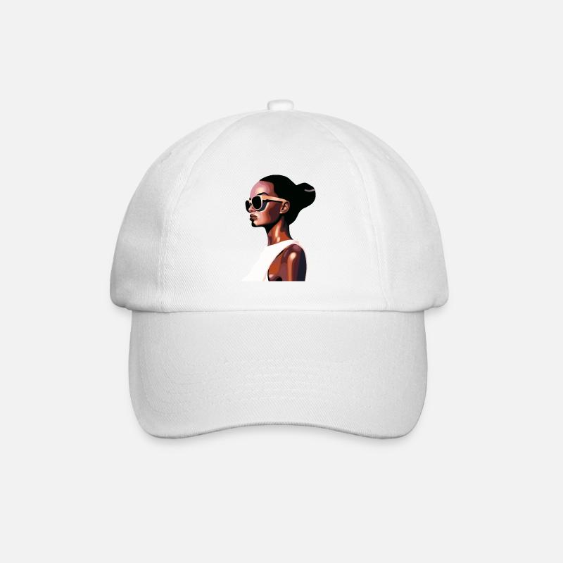 Portrait moderne élégant avec lunettes de soleil - Casquette classique - blanc/blanc
