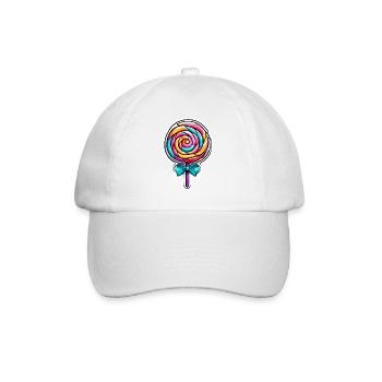 Lutscher / Lolli Pop / Süßigkeit / schlecken / süß - Baseballkappe - Weiß/Weiß - Vorne