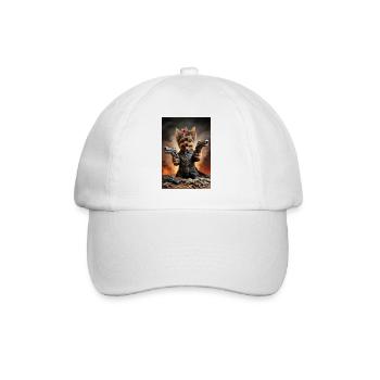 Yorkshire Terrier Dog - Bad Ass - Baseball Cap - white/white - Front